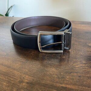 Men’s Black Leather Belt Small Size 28-30 Genuine Cowhide Black and Brown Dress